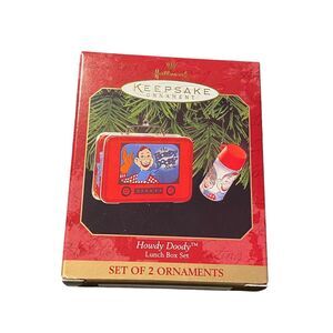 HALLMARK Keepsake 1999 HOWDY DOODY LUNCH BOX SET Set of 2 CHRISTMAS ORNAMENT New